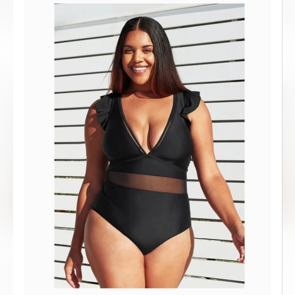 Cupshe Black Plus Size Swimsuit 0X